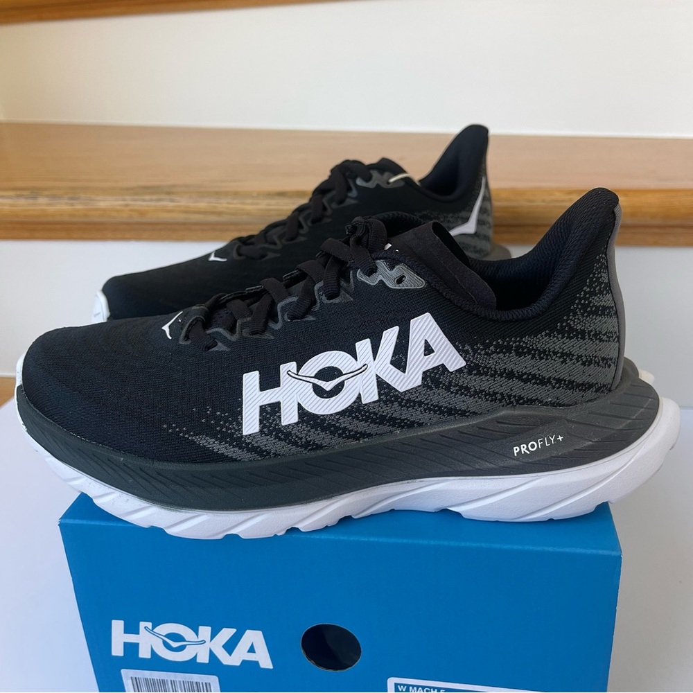 NWT Hoka Mach 5 Running Shoes in Black / White / Castlerock , Hoka One One - Picture 2 of 13